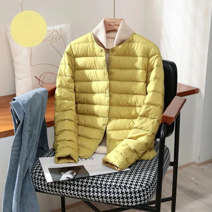 Light Down Coat Spring Autumn Warm Women White Duck Down Slim Jackets Female Fashion Ultra Lightweight Packable Puffer Coats