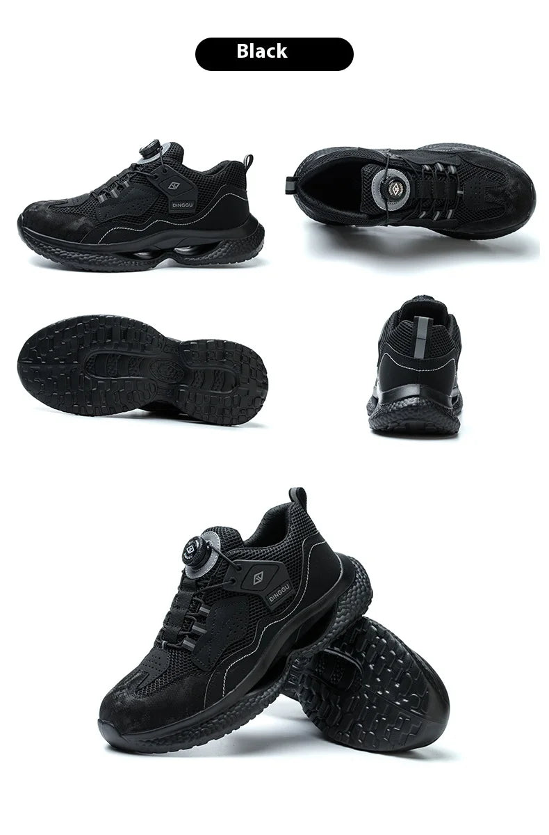 Fashion Male work safety shoes Rotating button Steel Toe shoes Work Sneakers Puncture-Proof Protective Shoes Security Boots Men
