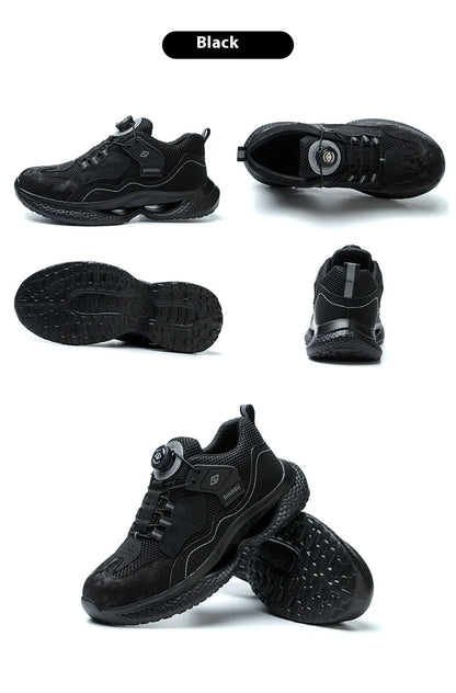 Fashion Male work safety shoes Rotating button Steel Toe shoes Work Sneakers Puncture-Proof Protective Shoes Security Boots Men