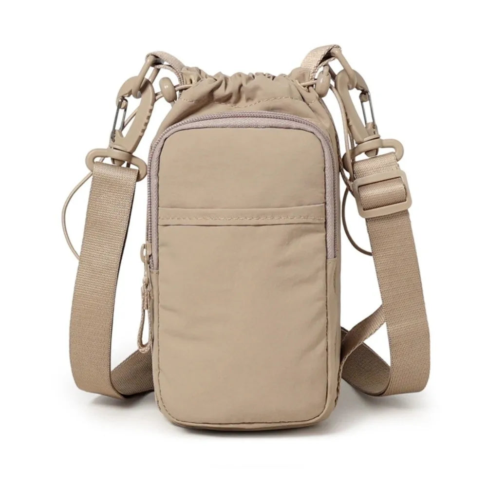 Adjustable Strap Nylon Water Bottle Storage Bag Phone Pocket Nylon Material Portable Water Bottle Bag Protective Cover