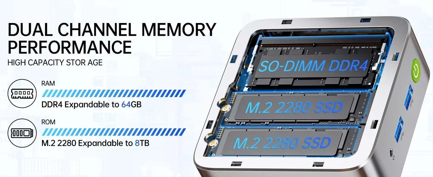 GMKtec G10 AMD Ryzen 5 3500U Mini PC DDR4 3200Mhz PCie 3.0 NVMe SSD Wifi5 BT5.0 Triple Screen Display COMPUTER Wins 11