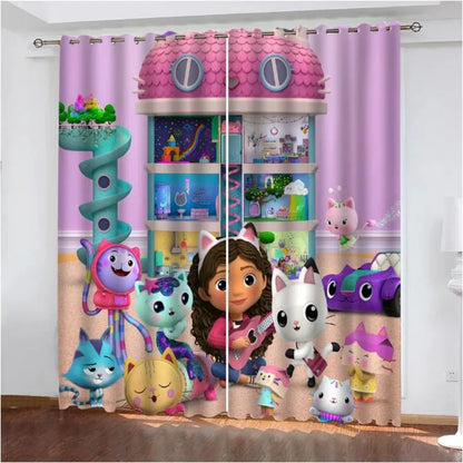 Gabby Doll house 3D Printed Blackout Curtain for Kids Adults Bedroom Home Decor