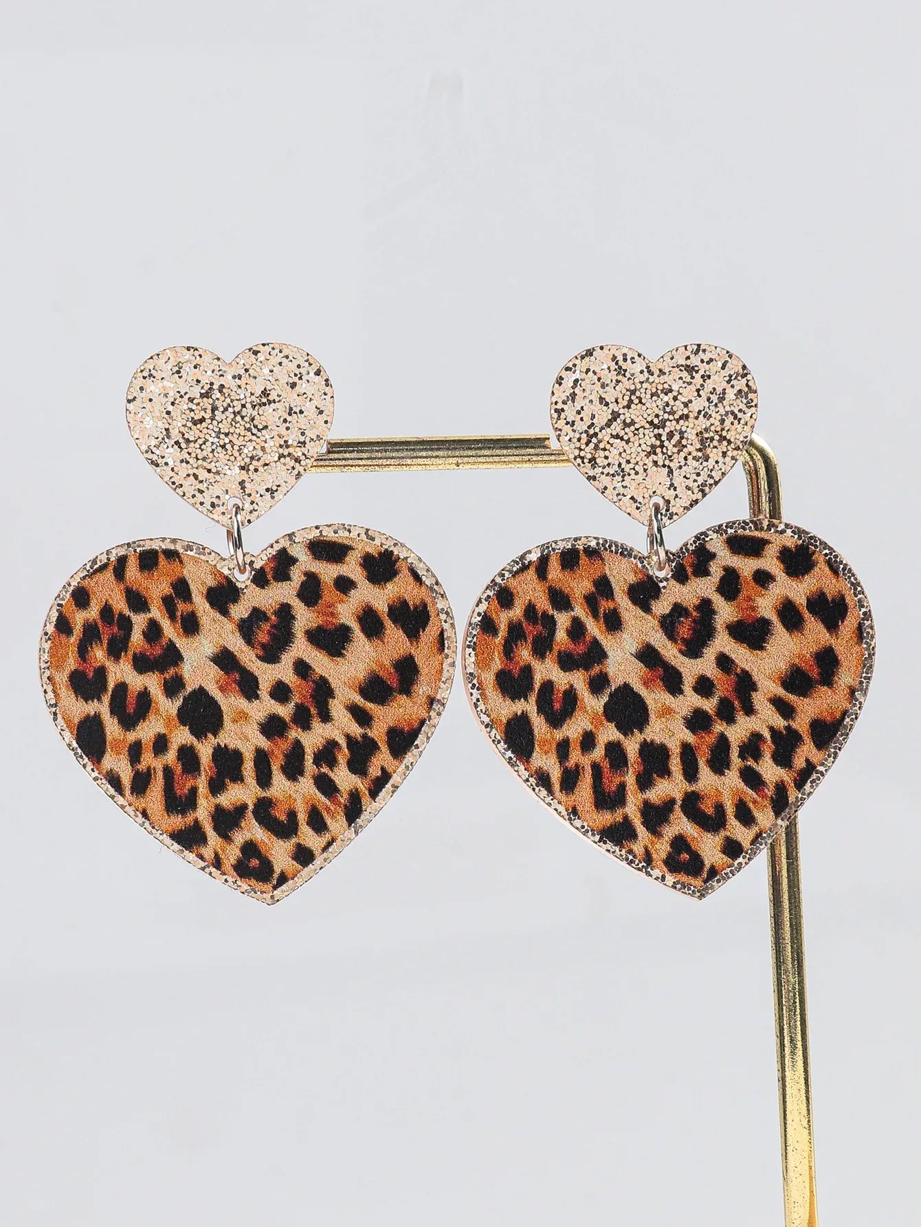 New Purple Glitter Leopard Heart Acrylic Dangle Earrings for Women Trendy Love Hanging Earring Jewelry Valentine's Day Gifts