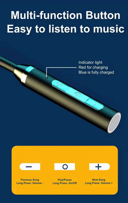 Écouteurs sans fil Bluetooth tour de cou, casque stéréo gaming/sport étanche, oreillettes magnétiques avec écran LED