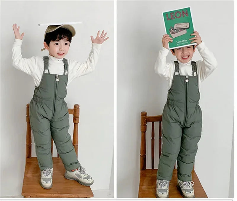 Children Thicken Warm Rompers Boys Girls Autumn Winter Down Pants Kids High Quality Down Trousers Baby Casual Cotton Trousers