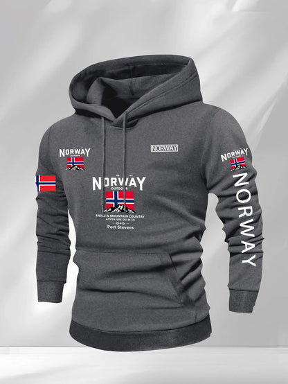 Norway Autumn winter models Men's Fleece windproof Warm 100%Cotton Oversized Hoodie Outdoor Commuter Men's High Elastic top