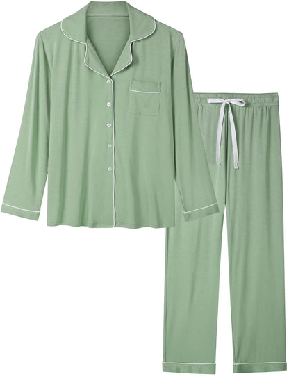 Joyaria Pajama Sets Women Long Sleeve Sleepwear Button Down Pj Pants Set Soft Bamboo Female Night Suit PJS Women Pyjamas Femmes