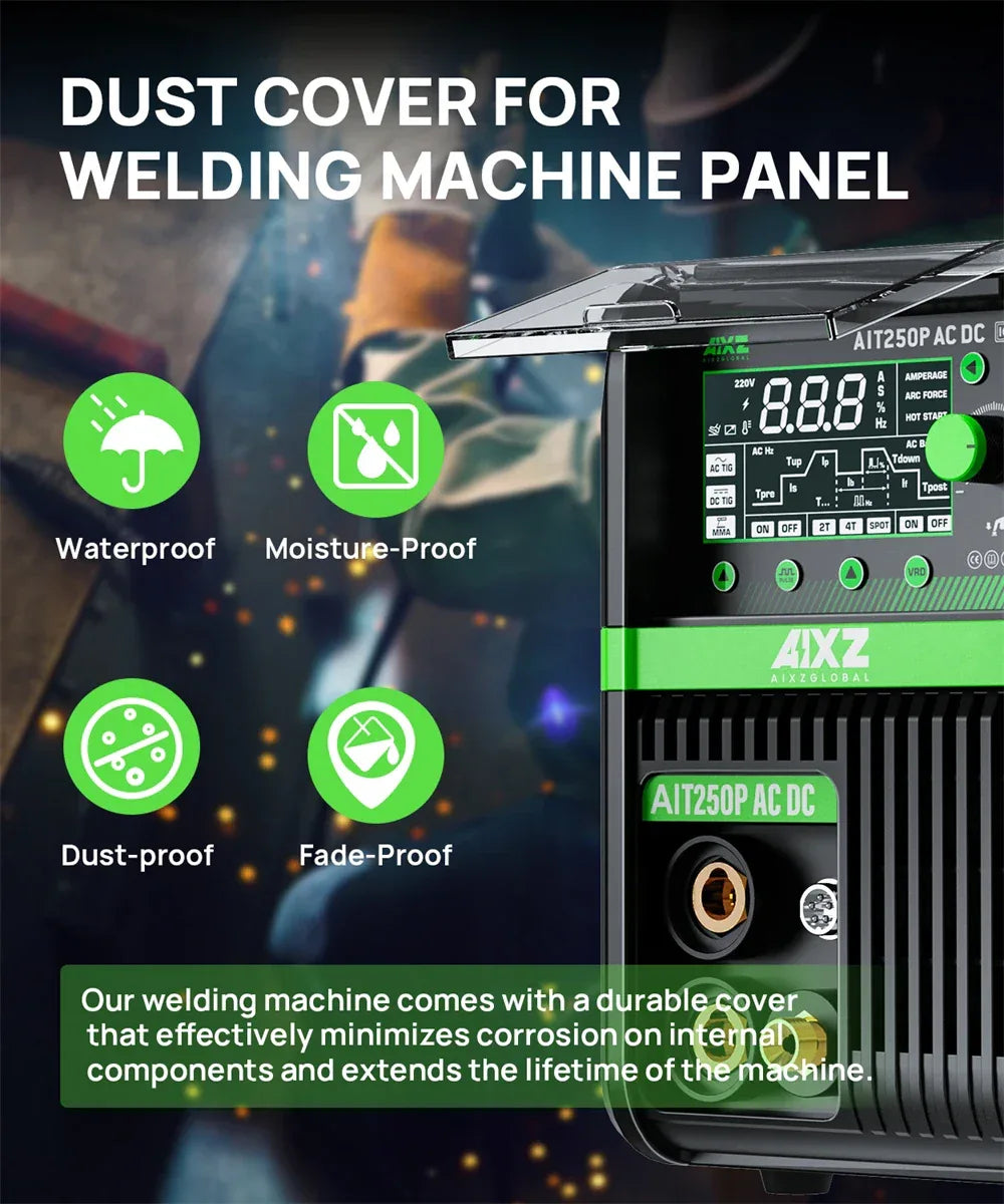 AIXZ 250A 5 in 1 HF TIG Welder AC/DC Aluminum Welding MMA/ARC/Argon Digital Pulse 2T/4T IGBT Inverter Stainless Welding Machine
