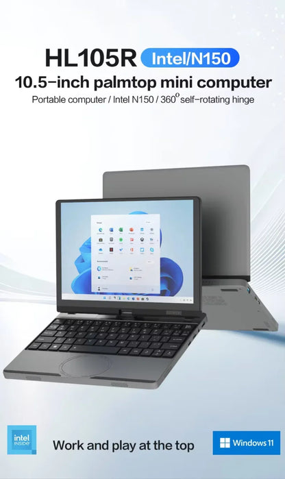 Portable Mini Laptop 10.5inch Touch Screen Notebook N150 32GB+128GB-1TB IPS Small Notebook Portable PC Micro Computer windows 11