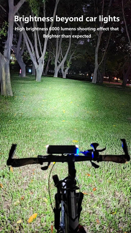 Bicycle Light Front 5200LM LED Light for Bicycle 8000mAh Mountain Cycle Headlight Lamp MTB Bike Light USB Flashlight Super Brigh