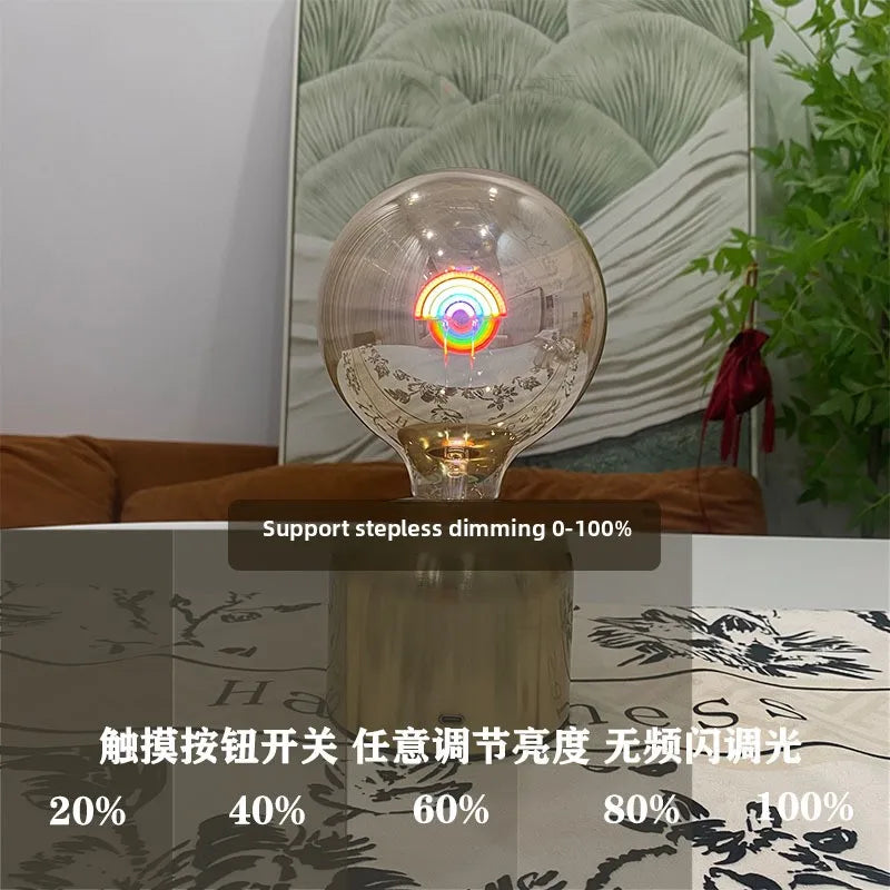 G125 5V Bulb Light Lamp Holder Creative Gift LED Induction Charging Night Light Atmosphere Decoration Ornaments Rainbow Filament