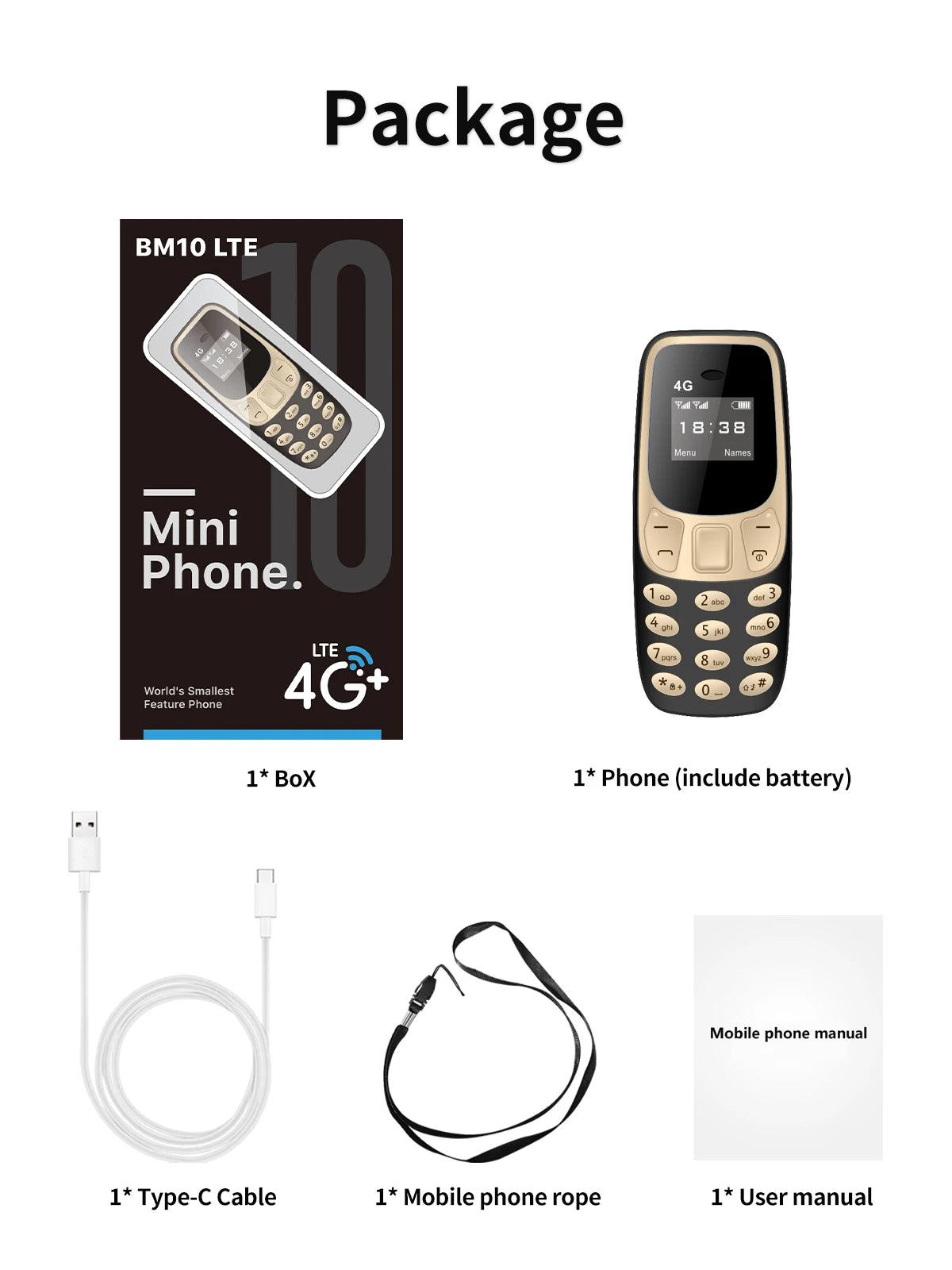 SERVO BM10 Mini Mobile Phone 2G GSM/4G LTE Speed Dial Call Recording MP3 Player Blacklist Dual SIM Standby Smallest Cellphones
