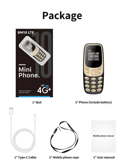 SERVO BM10 Mini Mobile Phone 2G GSM/4G LTE Speed Dial Call Recording MP3 Player Blacklist Dual SIM Standby Smallest Cellphones