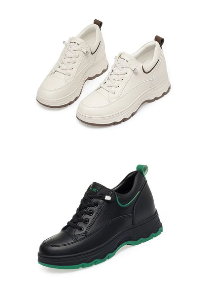 Comfortable Soft Leather Running Sneakers 2024 New Spring Autumn Middle-aged Elderly Fashion Chunky Causal Women Mother Shoes