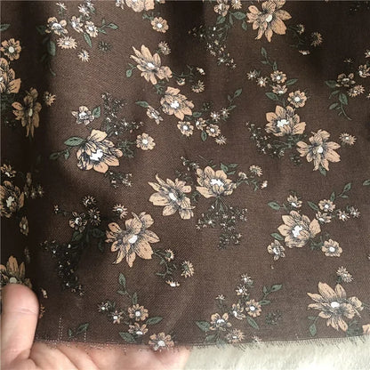 145cm Wide Printed Cotton and Linen Fabric Small Floral Patterns Retro Shirt Dress DIY Clothing Sewing Fabric 90% Cotton Content
