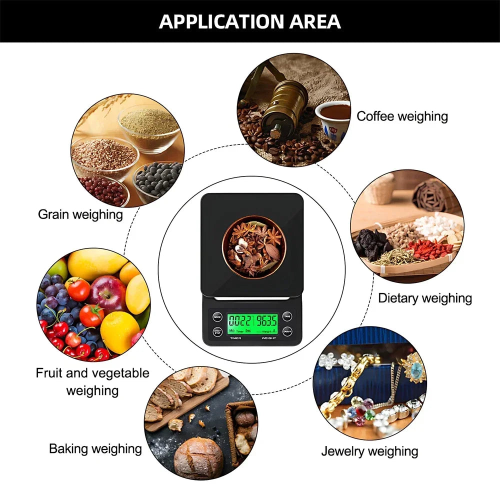 5/3kg LCD Electronic Drip Coffee Scale High Precision Measuring Digital Display Timer Coffee Weight Tools Portable Kitchen Sc