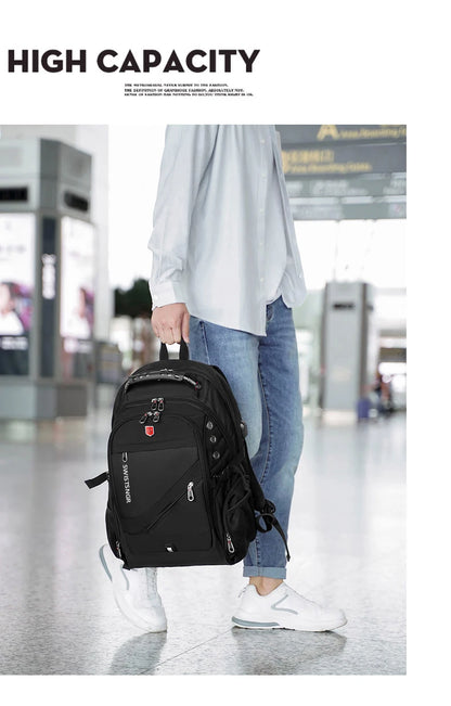 Waterproof 15.6/17.3 Inch Laptop Backpack Men USB Charging Swiss Backpack Travel Women Rucksack Male Vintage School Bag Mochila