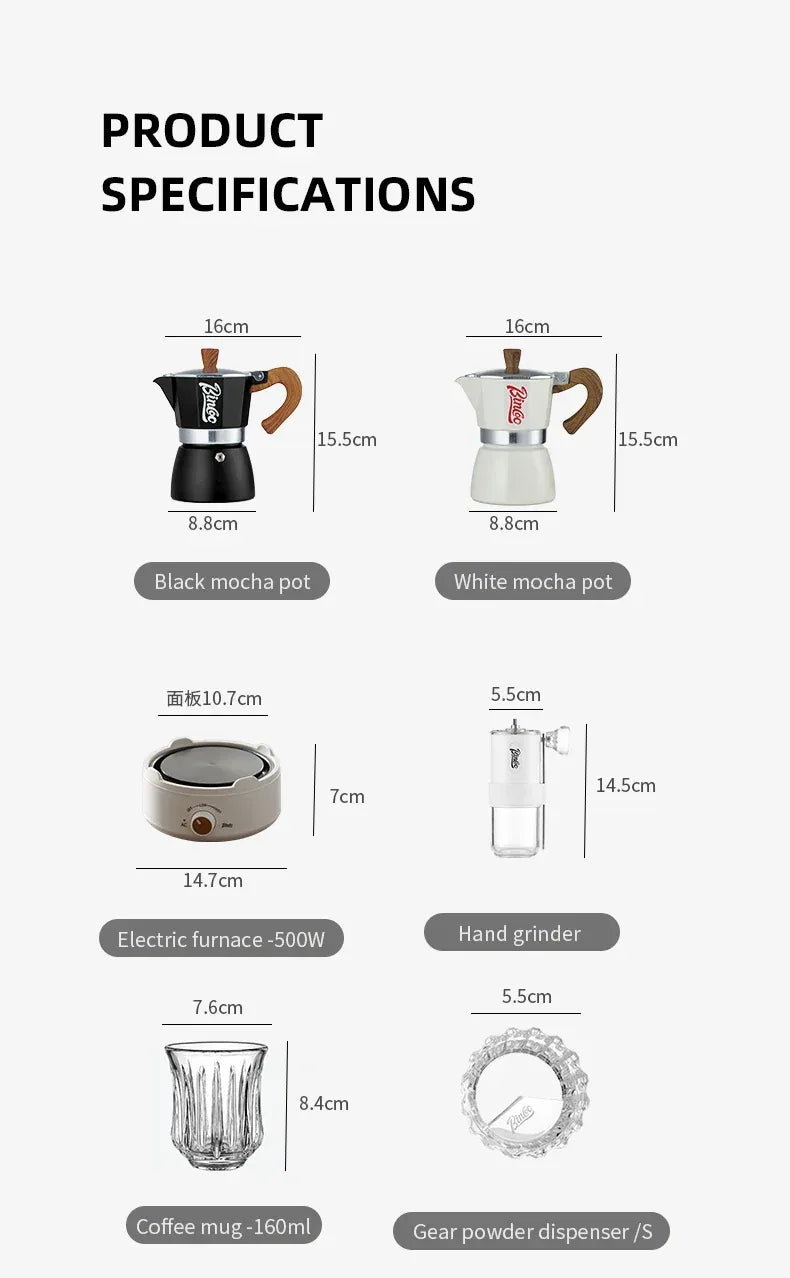 Bincoo Moka Pot and Electric Stove Combo Espresso Maker Compact Design for Small Spaces for Rich Italian Style Coffee Brewing