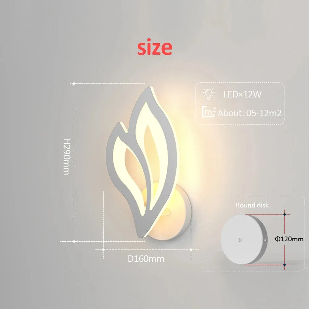 Modern LED Wall Lamp Bedroom Bedside Leaf Wall Lamp Sconces Living Room Home Indoor Lighting Fixture Minimalist Led Night Light