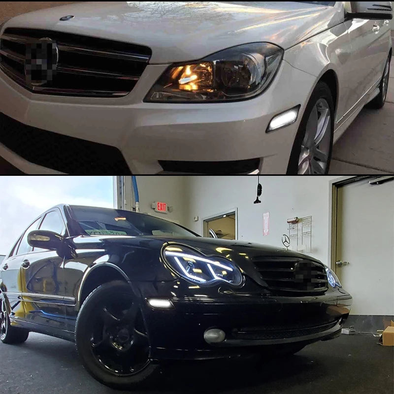 Amber/White LED Car Front Bumper Side Marker Turn Signal Lights For 2012-2014 Mercedes Benz W204 LCI C250 C300 C350 Sedan/Coupe