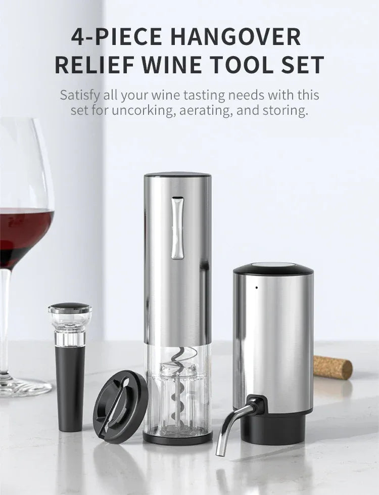 Rechargeable Electric Red Wine Openers Automatic Corkscrew Wine Openers Set Foil Cutter Wine Stopper Wine Pourer Christmas Gifts
