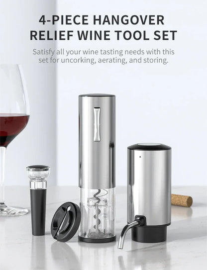 Rechargeable Electric Red Wine Openers Automatic Corkscrew Wine Openers Set Foil Cutter Wine Stopper Wine Pourer Christmas Gifts
