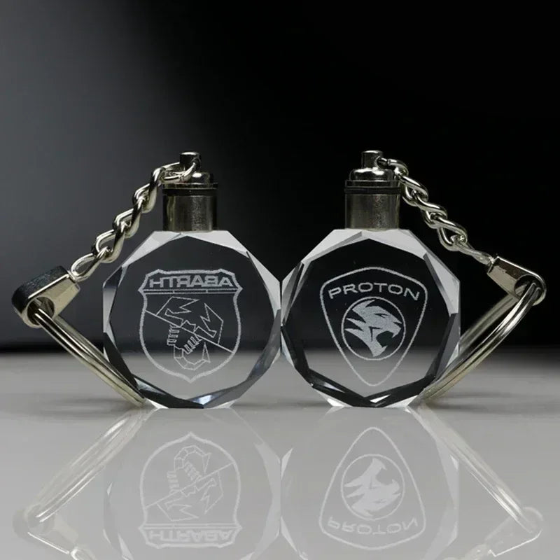 Crystal Keyring with LED Light inside Free Engrave any Design Crystal Blank Key Ring Custom Logo Family Photo DIY Birthday Gifts