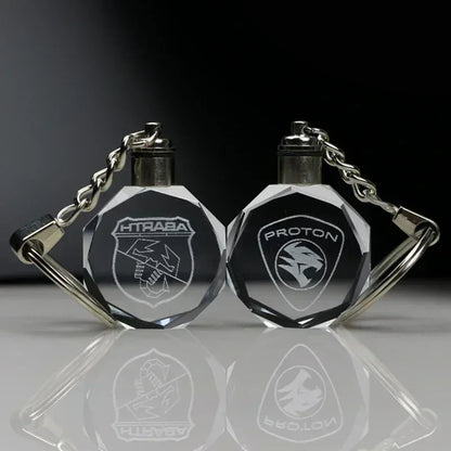 Crystal Keyring with LED Light inside Free Engrave any Design Crystal Blank Key Ring Custom Logo Family Photo DIY Birthday Gifts