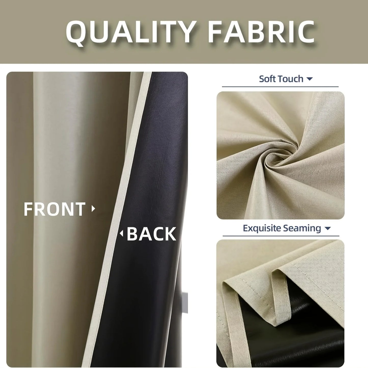 2panels Solid 100% Blackout Curtain - Curtains for Bedroom, Living Room Decor - UV Protection, Easy Sliding and Stylish Design