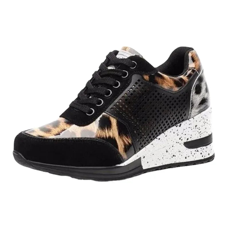 2025 Wedge Sneakers Mesh Platform Shoes Solid Color Thick Bottom Zipper Vulcanized Shoes for Women's Sneakers Zapatos De Mujer