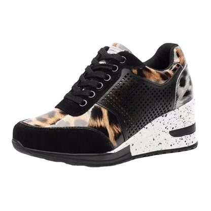 2025 Wedge Sneakers Mesh Platform Shoes Solid Color Thick Bottom Zipper Vulcanized Shoes for Women's Sneakers Zapatos De Mujer