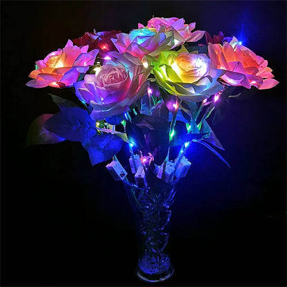 Glowing Rose Artifical Fake Flowers Valentine'S Day Mother'S Day Gift Anniversary Wedding Lover Lighting Roses Party Supplies