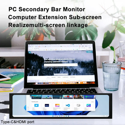 Wisecoco 11.3/8.8/7.84 inch HD IPS Secondary Screen Type-C for Laptop Computer Temperature DIY Aida64 CPU GPU Monitor