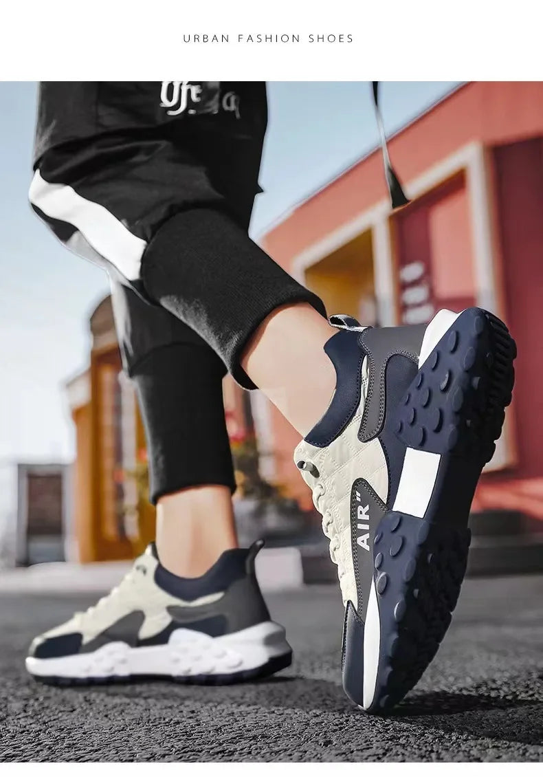 Men's Breathable Low-Top Dad Shoes with Thick Sole Comfortable Running Sneakers Korean Style Spring Season Sport Shoes