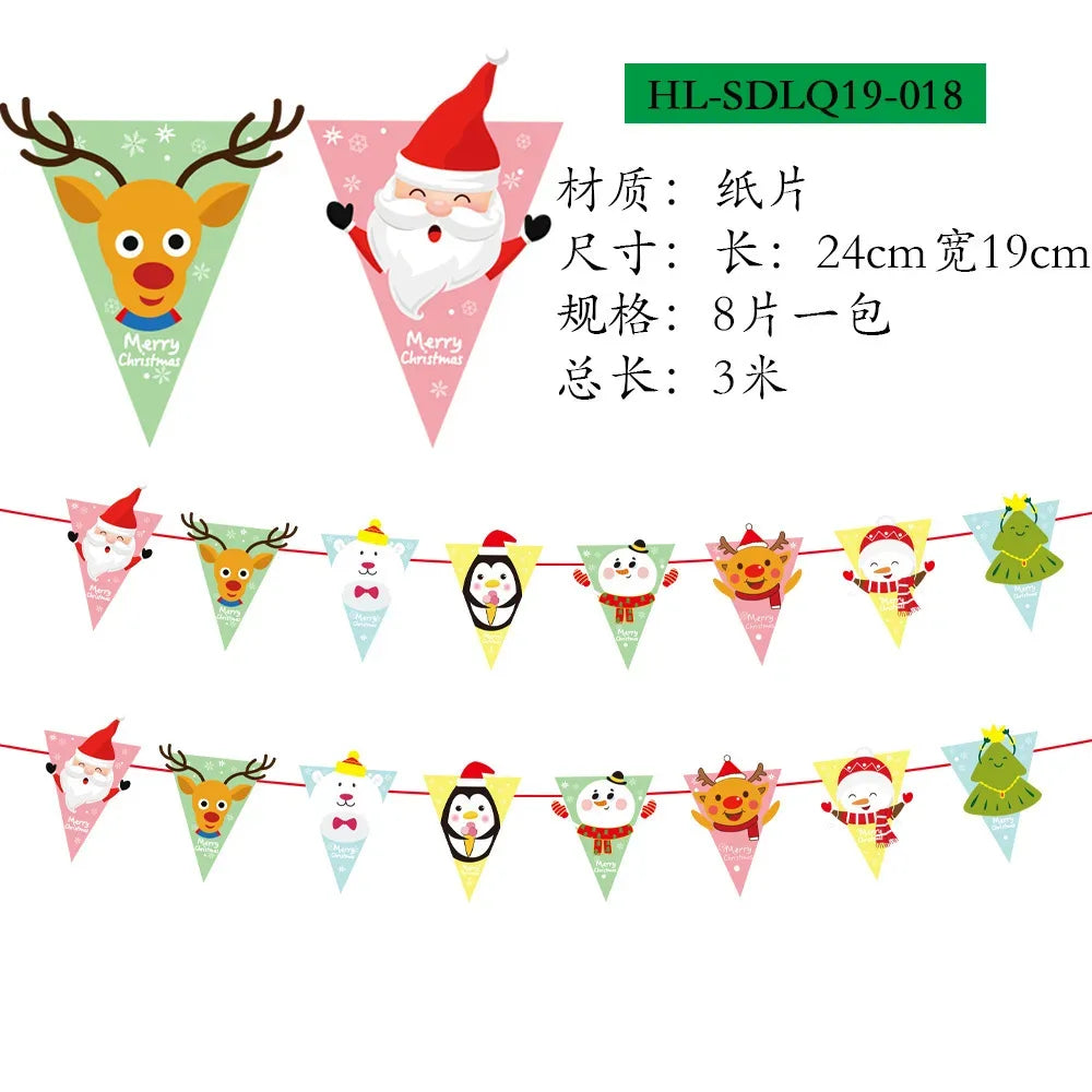 Christmas Banner Tree Ornaments Merry Decoration for Home 2025 Santa Claus Pendant Xmas Gifts New Year 2026 Flag Party Pulling