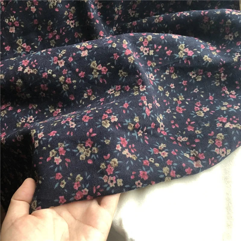 145cm Wide Printed Cotton and Linen Fabric Small Floral Patterns Retro Shirt Dress DIY Clothing Sewing Fabric 90% Cotton Content