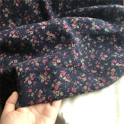 145cm Wide Printed Cotton and Linen Fabric Small Floral Patterns Retro Shirt Dress DIY Clothing Sewing Fabric 90% Cotton Content