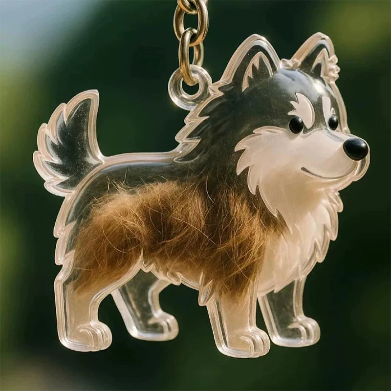 Cute Clear Puppy Hair Memorial DIY Pendant Keychain Decor Keepsake Capsule Pet's Dog Fur Container Pet Lovers Home Display Gifts