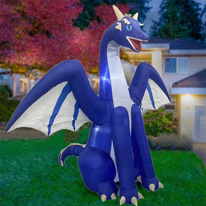 2.4M Halloween Inflatable Dragon Decoration with LED Light Large Christmas Outdoor Decor Holiday Blow-up Ornament Courtyard Prop