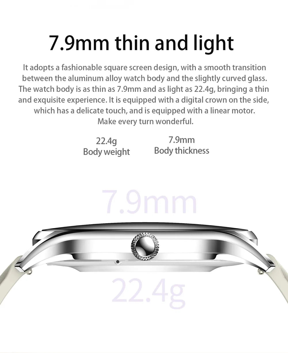 2025 New AMOLED Screen 7.9mm Ultra-thin Women Blue Tooth Call Smart Watch Heart Rate Health Lady Music Sport Fitness Smartwatch