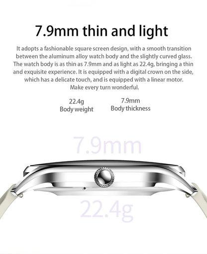 2025 New AMOLED Screen 7.9mm Ultra-thin Women Blue Tooth Call Smart Watch Heart Rate Health Lady Music Sport Fitness Smartwatch