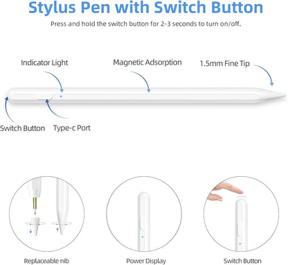 Stylus For Apple Pencil 2025 Magnetic Wireless Charging iPad 11 13 M2 M3 Pro 12.9 11 Air 4 5 Mini 6 for iPad Tilt Palm Rejection