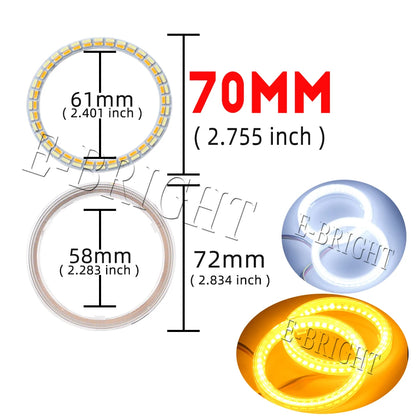 2PCS 24V 12V Angel Eyes Halo Rings White Amber 4014LED Cars Headlight DRL Driving Light 60 70 80MM 90MM 95MM 100MM 110MM 120MM