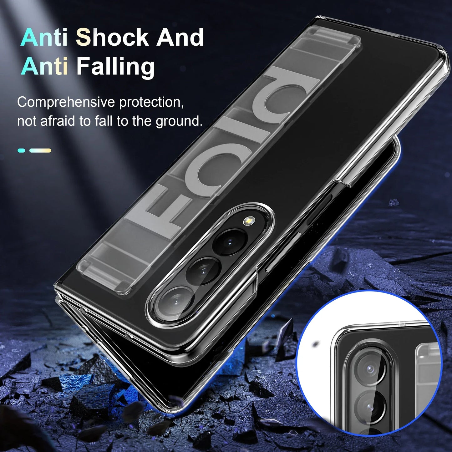 Ultra-thin Matte Silicone Wrist Strap Case For Samsung Galaxy Fold 7 6 5 4 3 Transparent Folding Shockproof Hard Back Cover
