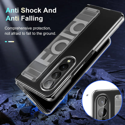 Ultra-thin Matte Silicone Wrist Strap Case For Samsung Galaxy Fold 7 6 5 4 3 Transparent Folding Shockproof Hard Back Cover