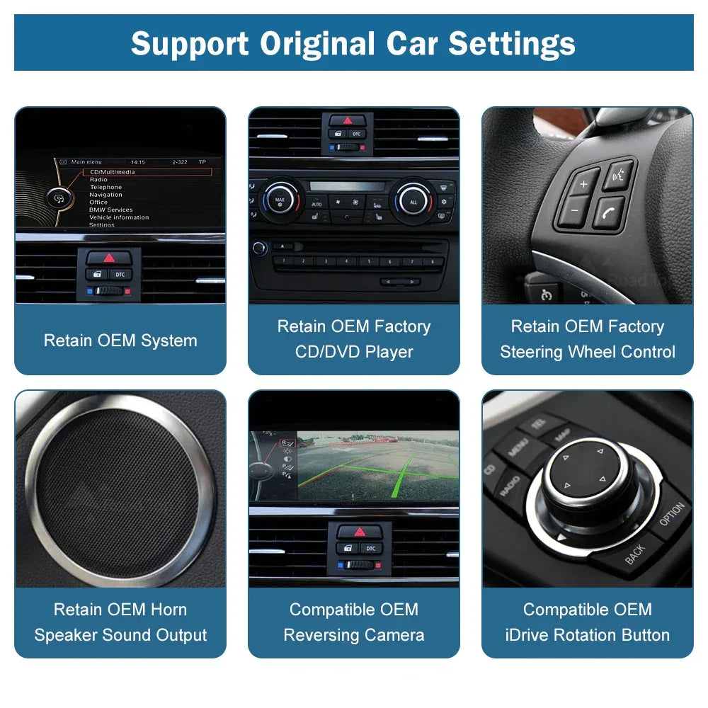 Road Top 8.8'' Wireless Carplay Android Auto Multimedia Display Screen For BMW 3 Series E90 E91 E92 E93 5 Series E60 E61 CCC CIC