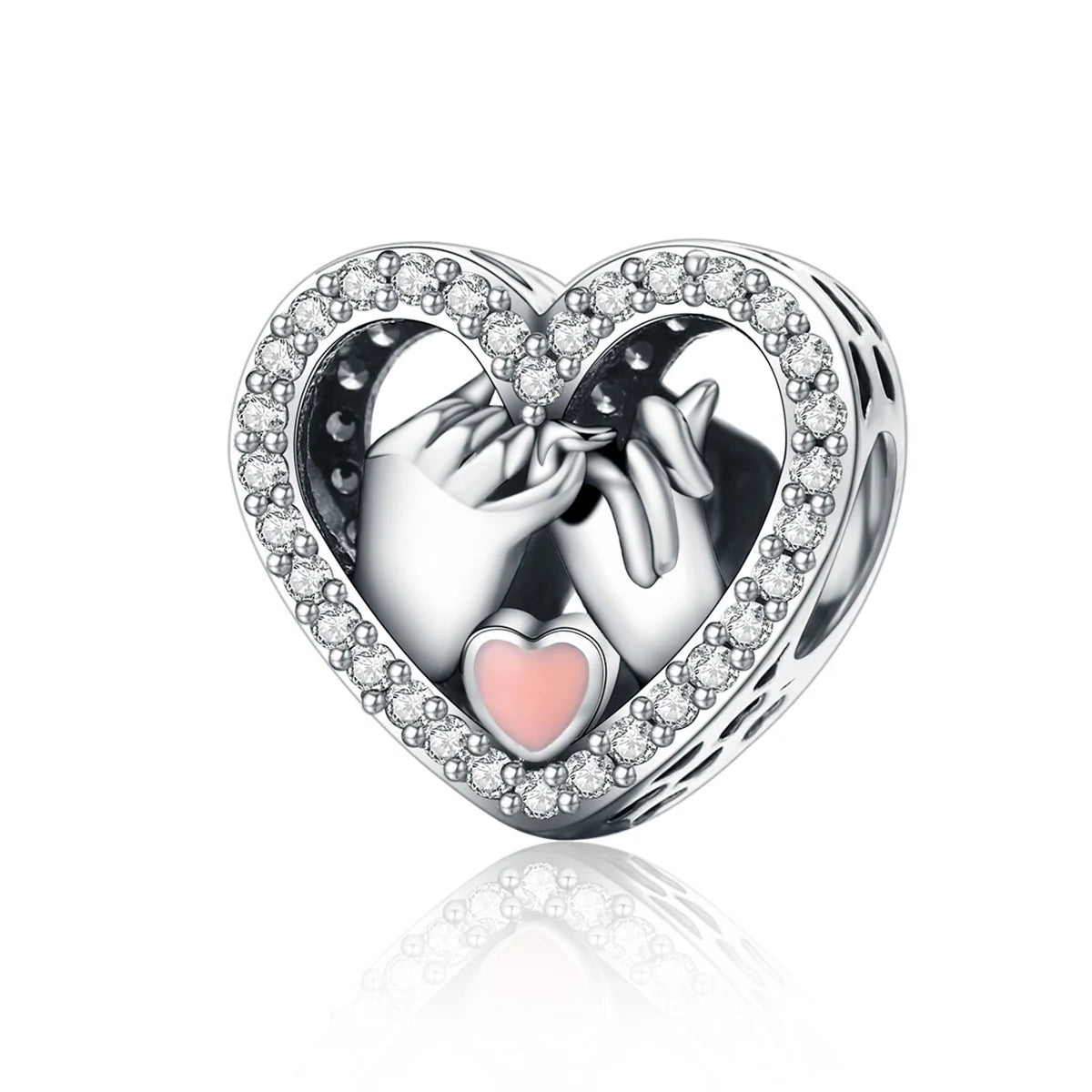 WOSTU Real 925 Sterling Silver Heart Pendents Gifts Charms Beads Fit Original DIY Bracelet Necklace Mother's Day Jewelry for Mom