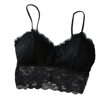 Summer Women Lace Sexy Top Sun Sleeveless Tops padded Bralette Bra Bustier Zipper Back Club Crop Tank lingerie женское белье