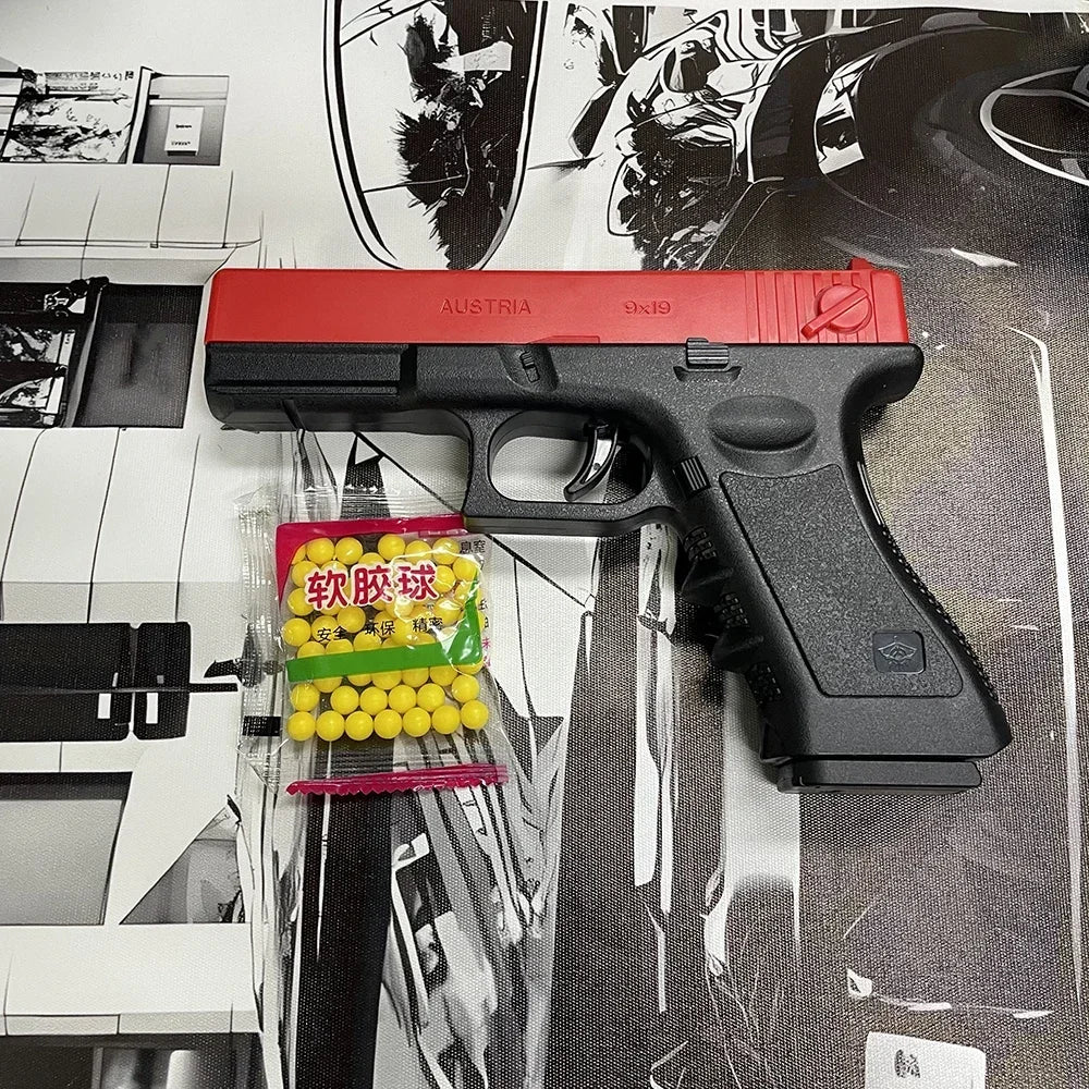 2025 New Soft Bullet and Airsoft Pistol Manual G17 G lock Toy Gun Lower Magazine Laser Outdoor Sports CS Game Weapon Kisd Gift