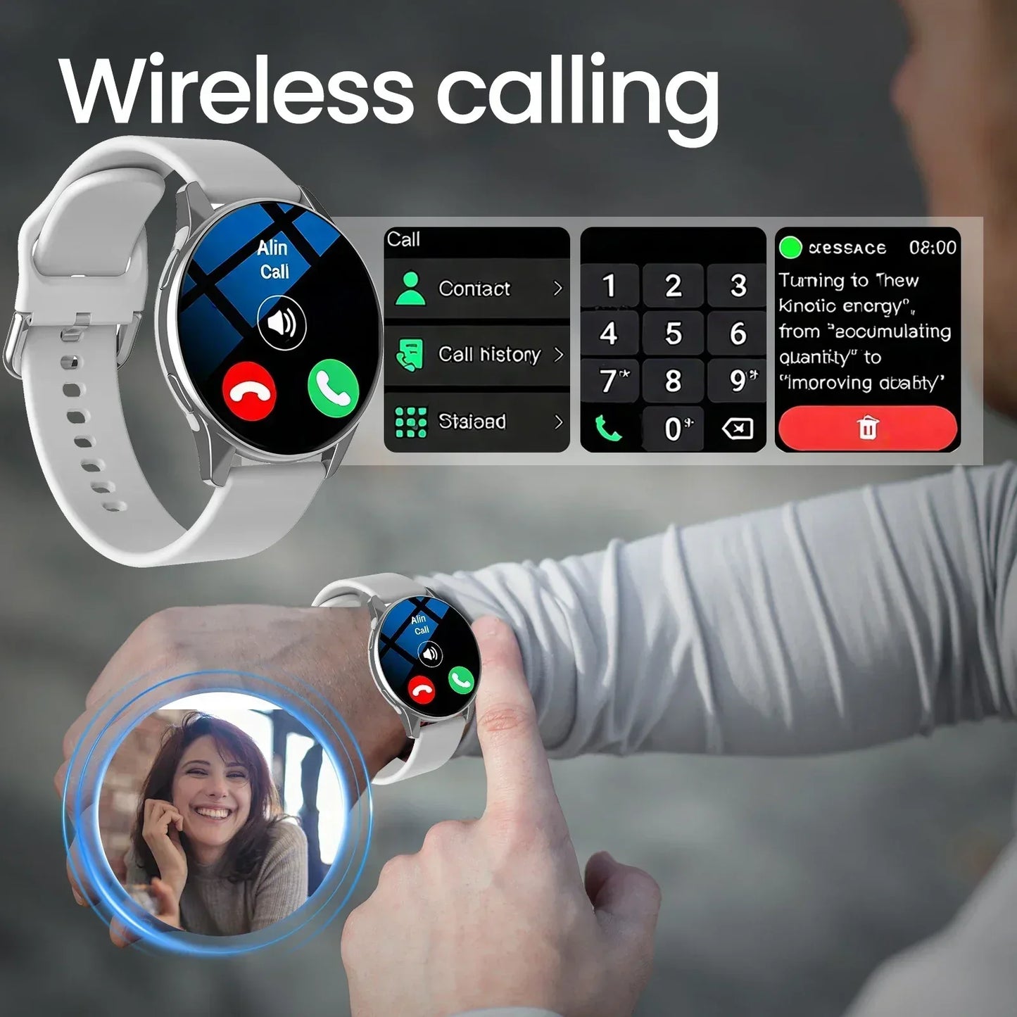 HOMEFISH Smart Watch Wireless Calling Multiple Sports Modes Music Player Health Tracking DIY Watch Faces Android iOS